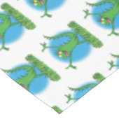 Funny green glimlach animated iguana lizard tafelkleed (Gekanteld)