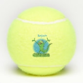 Funny green glimlach animated iguana lizard tennisballen (Achterkant)
