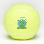 Funny green glimlach animated iguana lizard tennisballen (Voorkant)