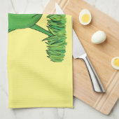 Funny green glimlach animated iguana lizard theedoek (Quarter Fold)