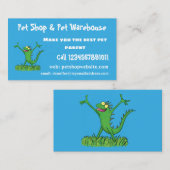 Funny green glimlach animated iguana lizard visitekaartje (Voorkant / Achterkant)