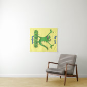 Funny green glimlach animated iguana lizard wandkleed (In Situ (horizontaal))