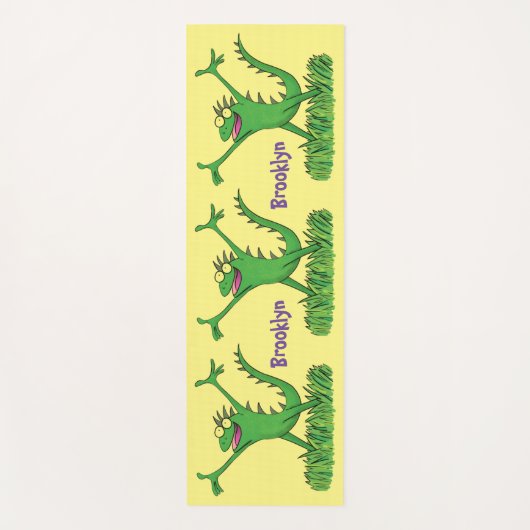 Funny green glimlach animated iguana lizard yogamat (Voorkant)