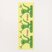 Funny green glimlach animated iguana lizard yogamat (Achterkant)