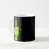 Funny Green Hand Middle Finger Xmas Santa Koffiemok (Voorkant links)
