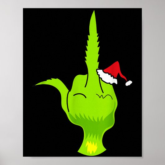 Funny Green Hand Middle Finger Xmas Santa Poster (Voorkant)
