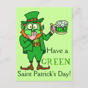 Funny Green Leprechaun Saint Patrick's Briefkaart