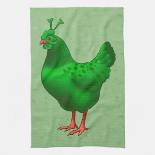 Funny Green Martian Alien Chicken Theedoek