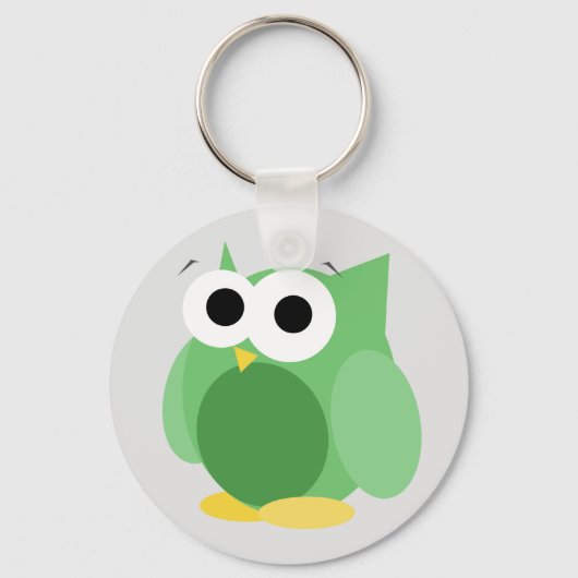 Funny Green Owl Sleutelhanger (Voorkant)