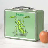Funny green praing mantis cartoon illustratie (In situ)