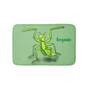 Funny green praing mantis cartoon illustratie badmat