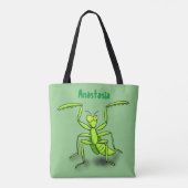 Funny green praing mantis cartoon illustratie draagtas (Achterkant)