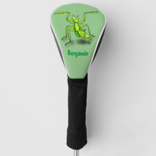 Funny green praing mantis cartoon illustratie golfheadcover
