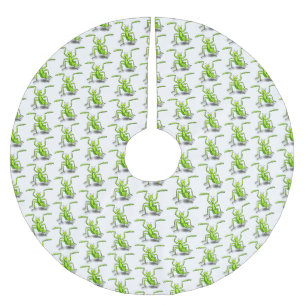 Funny green praing mantis cartoon illustratie kerstboom rok