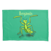 Funny green praing mantis cartoon illustratie kussensloop (Voorkant)