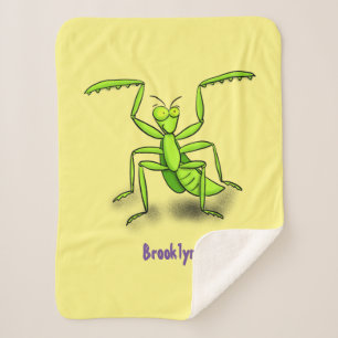 Funny green praing mantis cartoon illustratie sherpa deken