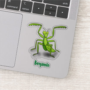 Funny green praing mantis cartoon illustratie sticker