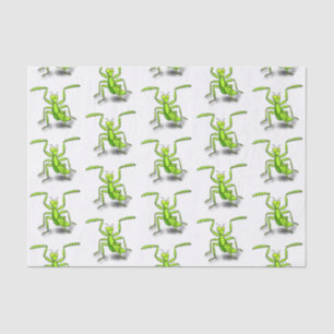 Funny green praing mantis cartoon illustratie tissuepapier