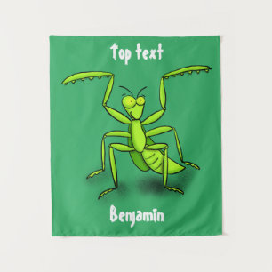 Funny green praing mantis cartoon illustratie wandkleed