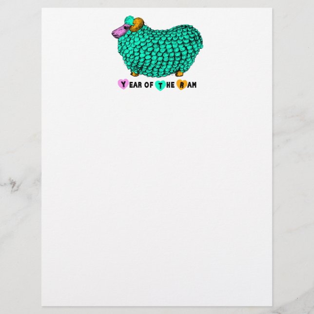 Funny Green Ram Chinese Year Zodiac Letterhead (Voorkant)