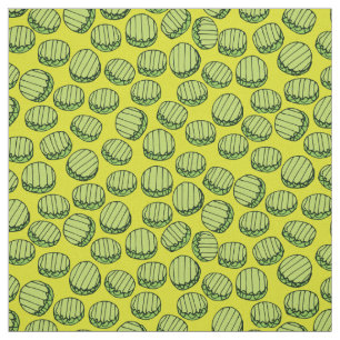 Funny Green Sliced Pickles Food Pattern Stof