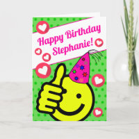 Funny Green Smile Face Jouw naam Happy Birthday