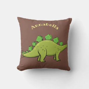 Funny green stegosaurus dinosaur cartoon kussen