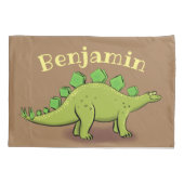 Funny green stegosaurus dinosaur cartoon kussensloop (Achterkant)