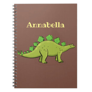 Funny green stegosaurus dinosaur cartoon notitieboek