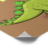 Funny green stegosaurus dinosaur cartoon poster (Hoek)