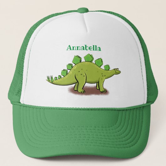 Funny green stegosaurus dinosaur cartoon trucker pet (Voorkant)