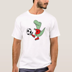 Funny Green T-rex Dinosaur die voetbal speelt T-shirt