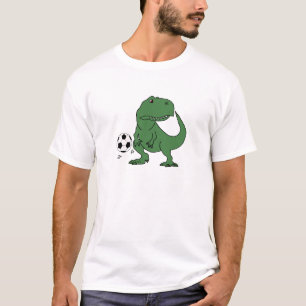 Funny Green T-rex Dinosaur die voetbal speelt T-shirt