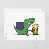 Funny Green T-Rex Dinosaur Drink Beer Briefkaart (Voorkant / Achterkant)