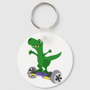 Funny Green T-Rex Dinosaur op gemotoriseerd skateb Sleutelhanger