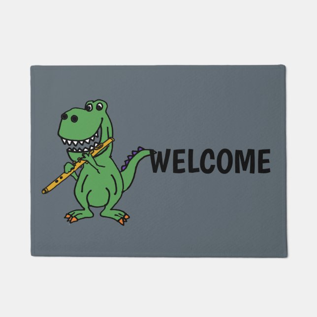 Funny Green T-rex Dinosaur-spelflute Deurmat (Voorkant)