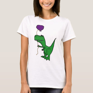 Funny Green Trex Dinosaur Holding ballon T-shirt