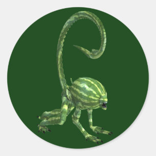 Funny Green Watermelon Monster Ronde Sticker