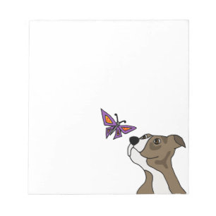 Funny Grey and White Pitbull and Butterfly Notitieblok