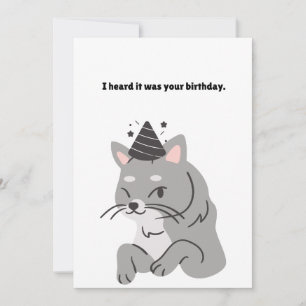 Funny Grey Chat Carte de voeux d'anniversaire