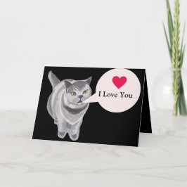Funny Grey fat cat Valentijn Card Kaart