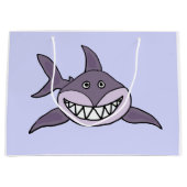Funny Grey Grinning Shark Cartoon Groot Cadeauzakje (Voorkant)