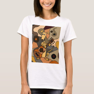 Funny Greyhound Dog Speling Guitar Abstract T-shirt