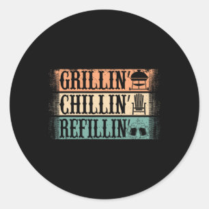 Funny Grill Dad - Grilling Chilling Refill Ronde Sticker