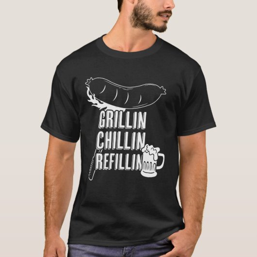 Funny Grill Dad - Grilling Chilling Refill T-shirt (Voorkant)