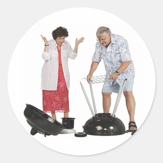 Funny Grill Ronde Sticker (Voorkant)