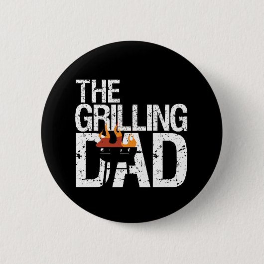 Funny Grilling Dad Griller BBQ Party Vaderdag Ronde Button 5,7 Cm (Voorkant)