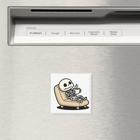 Funny Grim Reaper Drinking Coffee | "Dead Inside" Magneet (Insitu (Vaatwasser))