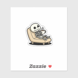 Funny Grim Reaper Drinking Coffee | "Dead Inside"  Sticker