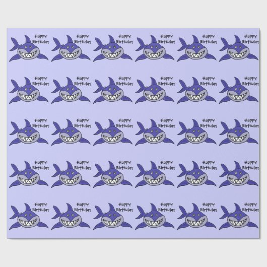 Funny Grinning Shark Happy Birthday Giftwrap Cadeaupapier (Vlak)